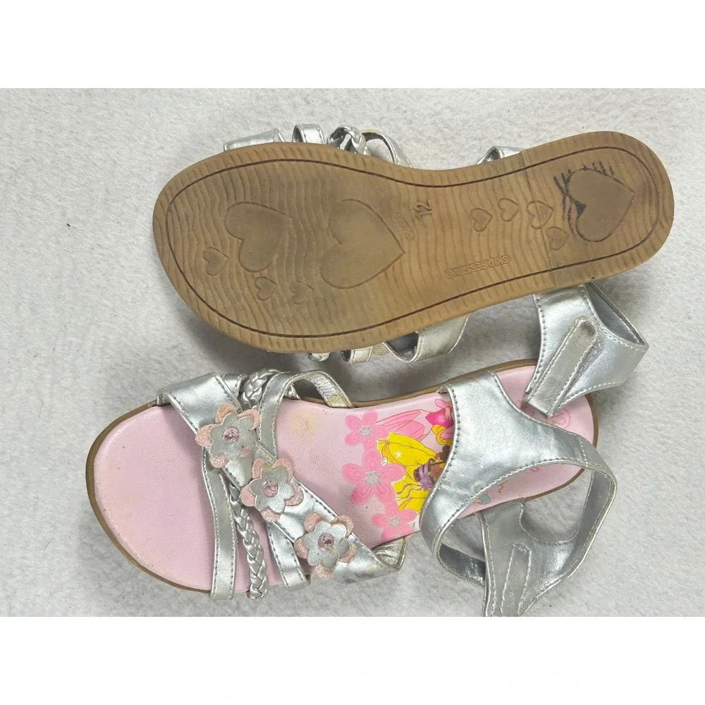 Disney Princess Sandals Kids 12 Silver Whimsical